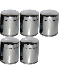Set of 5 HiFlo Oil Filters Hf171C-Chrome For Harley Davidson Twin Cam 1999-2017