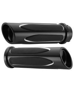 Arlen Ness Black Deep Cut Comfort Hand Grips for Harley Cable FXD ST FLH XL New