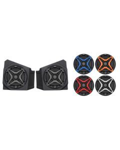 SSV Works Front Kick 6.5" Speaker Pods With Orange Grills For Kawasaki KRF1000 20-22