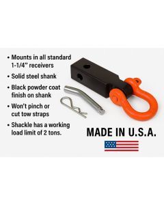 Rigid Hitch (TSM-125-D) 1-1/4 inch Receiver Hitch Mount Shackle with Hitch Pin - 4,000 lbs. Working Load Limit - Made in USA