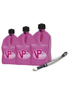 VP Racing 3 Pack Pink 5.5 Gallon Square Utility Jugs + Deluxe Fill Hose