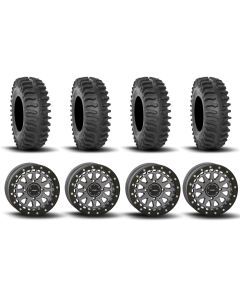 System 3 SB-6 Beadlock Gun Metal Grey 15" Wheels And XT400 Tires [30x10R-15]