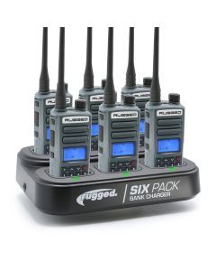 GMRS Handheld Radio and 6-Pack Bank Charger Bundle