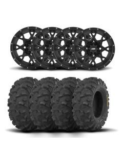 ITP Hurricane 12" Matte Black Wheels And Blackwater Evolution Tires [28x10-12]