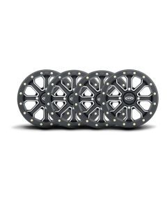 ITP Set of Four Velocity Intertia Beadlock Wheels Matte Black 14x7 4x156 5+2