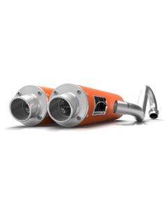HMF Muffler Kawasaki KFX 700 04-10 Orange Performance Dual Full System Exhaust Turn Down End Cap