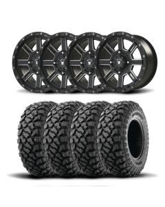 Set of Four Bullite Lancer Wheels 15" Black And Kenda K3204R Klever XT Tires [32x10R-15]