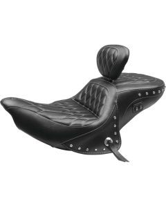Mustang One Piece Seat And Backrest Black/White For Indian Chief Roadmaster 2015-2021