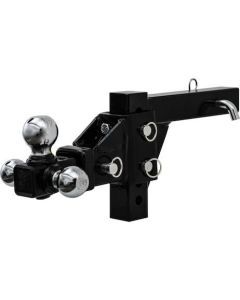 Adjustable Tri-Ball Hitch Solid Shank With 1-7/8, 2, and 2-5/16 Inch Chrome Hitch Balls