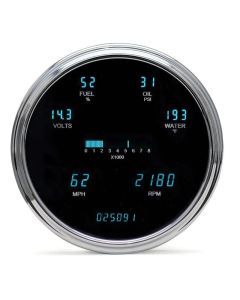 Dakota Digital Universal Single 6.75" Round Bezel Gauge System Teal VFD3-1005-T