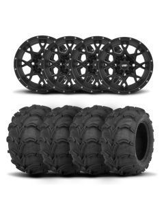 ITP Hurricane 14" Matte Black Wheels And Mud Lite Tires [27x12-14]