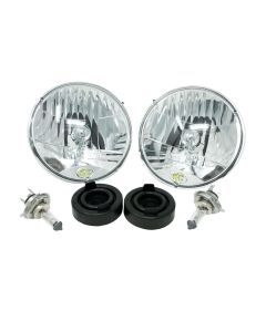 KC HiLiTES 7" H4 DOT Halogen Headlights - Driving Beam - Pair - Universal / 97-06 Jeep TJ