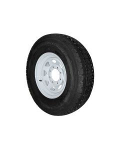 16 Inch Trailer Tire on White Painted Wheel - 6 Lug x 5.5" Bolt Pattern