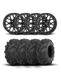 ITP Hurricane 12" Matte Black Wheels And Mega Mayhem Tires [27x11-12]