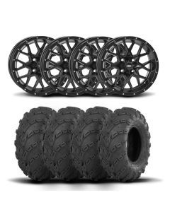 ITP Hurricane 12" Matte Black Wheels And Mud Lite Tires [25x8-12]