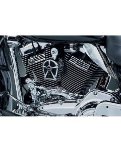 Kuryakyn Mach 2 Two Chrome Horn Cover / Black Mesh Accent Harley 1995-2017