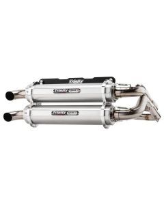 Trinity Racing Stage 5 Dual Full System Exhaust Brushed Muffler For Polaris RZR RS1 EPS 2018-2022