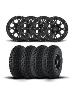 ITP Hurricane 12" Matte Black Wheels And Holeshot ATR Tires [25x10-12]