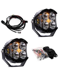 Baja Designs Auxiliary LED Light Pod Pair Baja Amber Backlight LP4 Pro Series Spot Pattern Clear Lens Universal 297801