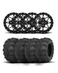 ITP Tornado 14" Matte Black Wheels And Mud Lite Tires [28x12-14]