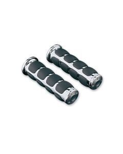 KURYAKYN CHROME ISO GRIPS UNIVERSAL FOR 1" HANDLEBARS DAMPENS VIBRATION 6240