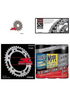 520 Chain Natural w/ Wax, Front & Rear Sprocket Kit for HONDA CBR250R 2011-2013