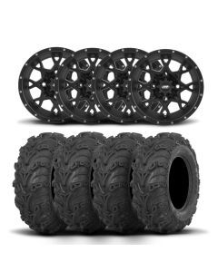 ITP Hurricane 12" Matte Black Wheels And Mud Lite II Tires [27x11-12]