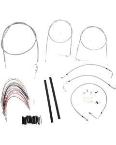 Burly Braided Cable Brake Line Kit 14" Apes for 97-01 Harley Davidson Road King