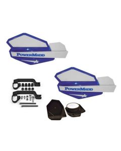 Powermadd Star Series Hand Guards Mirror Mount Kit Blue White Banshee Raptor YFZ