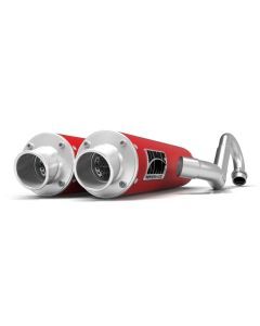 HMF Muffler Polaris RZR XP 900 11-14 Red Performance Dual Full System Exhaust Turn Down End Cap