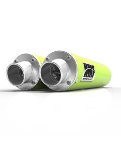 HMF Muffler Can-Am Maverick/MAX 13-18 Venom Green Performance Dual Slip On Exhaust Turn Down End Cap