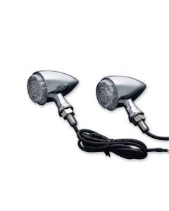 Kuryakyn Chrome Rear Torpedo LED Lights  Run Turn Signal Brake Set Harley Yamaha