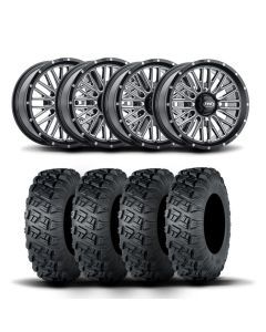 ITP Momentum 14" Machined Black Wheels And Versa Cross XTR Tires [28x10-14]