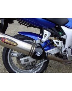 R&G Racing Black Oval Exhaust Protector Can Cover For 2004-2007 Aprilia Pegaso 650 Factory