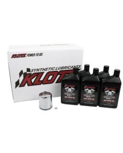 Klotz Basic 20W/50 5 Quart Synthetic Oil and Chrome Filter Kit For Harley-Davidson Evolution Big Twin