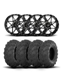 ITP Tornado 14" Matte Black Wheels And Mud Lite Tires [27x10-14]