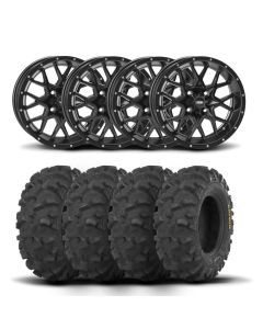 ITP Hurricane 12" Matte Black Wheels And Blackwater Evolution Tires [28x10-12]