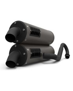 HMF Muffler Polaris RZR S 900/Trail 15-21 Gun Metal Titan-XL Dual Full System Exhaust Blackout End Cap