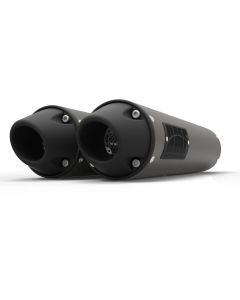 HMF Muffler Polaris RZR XP/4 Turbo/S 16-21 Gun Metal Performance Dual Slip On Exhaust Blackout Euro End Cap