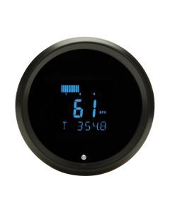 Round Speed/Tach, 3 3/8", black, blue SLX-01-6-K