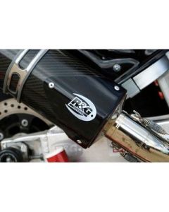 R&G Racing Black Tri Oval Exhaust Protector Can Cover For 2007-2008 Suzuki GSXR1000