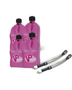 VP Racing 4 Pack Pink 5.5 Gallon Square Utility Jugs + 2 Deluxe Fill Hoses