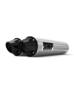 HMF Muffler Arctic Cat Wildcat 12-14 Brushed Performance Dual Slip On Exhaust Black Euro End Cap