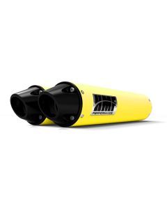 HMF Muffler Can-Am Renegade 500/850 12-22 Sunburst Yellow Performance Dual Slip On Exhaust Black Euro End Cap