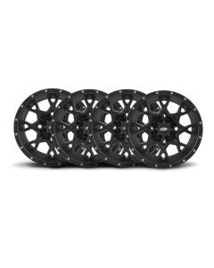 ITP Set of Four Storm Series Hurricane Wheels Matte Black 15x7 4/137 5+2