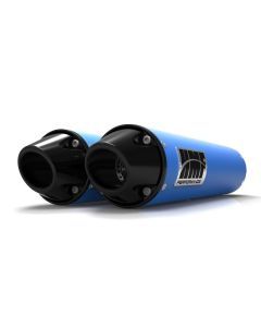 HMF Muffler Can-Am Maverick/MAX 13-18 Octane Blue Performance Dual Slip On Exhaust Black Euro End Cap