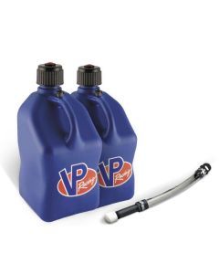 VP Racing 2 Pack Blue 5.5 Gallon Square Utility Jugs + Deluxe Fill Hose