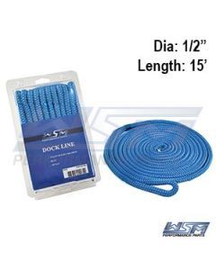 WSM 1/2'' x 15' Nylon Blue Dock Line 1000-1215BL