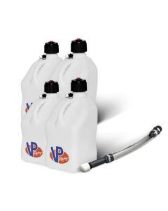 VP Racing 4 Pack White 5.5 Gallon Square Utility Jugs + Deluxe Fill Hose