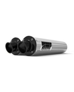 HMF Muffler Can-Am Maverick Turbo 15-17 Brushed Performance Dual Slip On Exhaust Black Turn Down End Cap